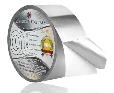 A roll of aluminum foil tape, ideal for sealing holes and cracks in your ductwork.