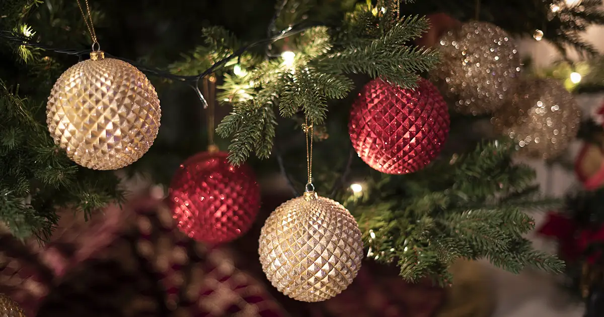 Ornaments on a Christmas tree