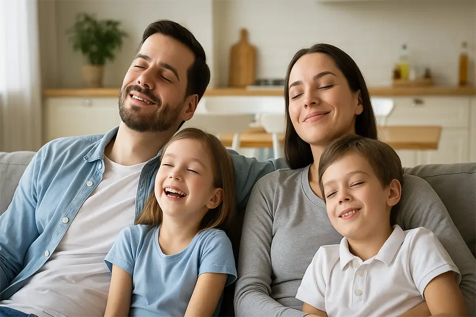 A family enjoying the comfort of their home.