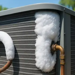 An HVAC unit that has frozen up during summer.