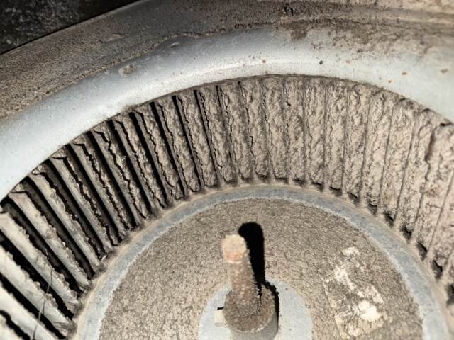 Dirty blower motor assembly and  wheel