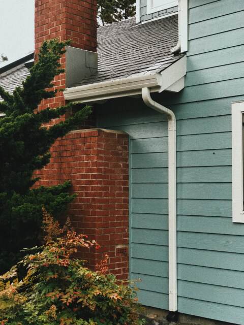 A downspout from the guttering of a rural Texas home.